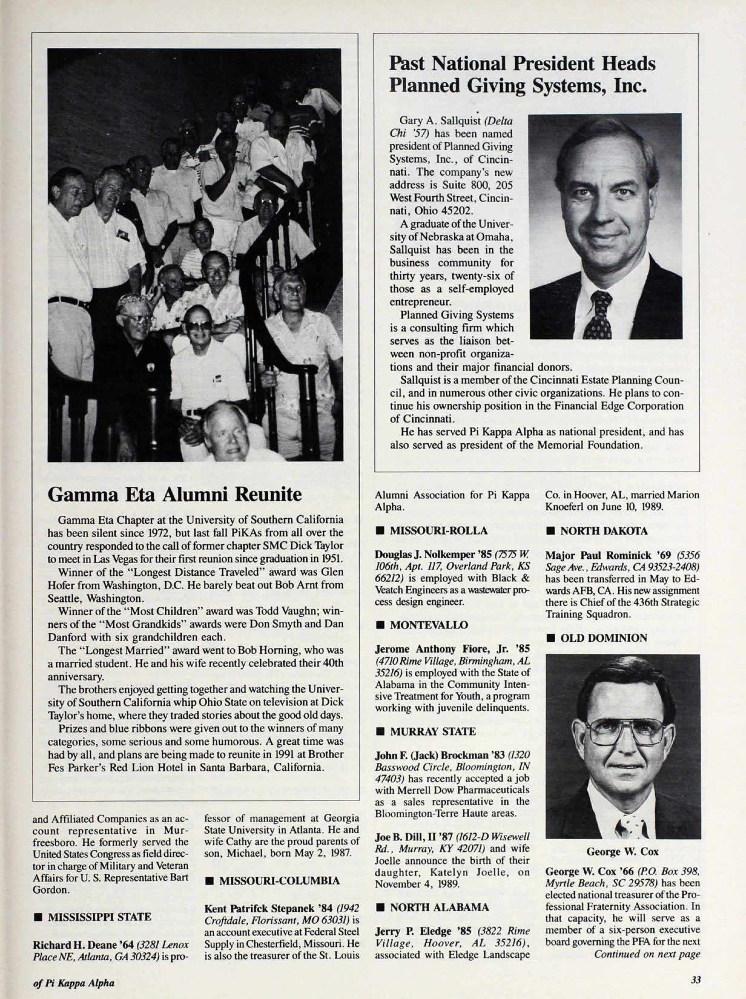 Past National President Heads Planned Giving Systems, Inc.